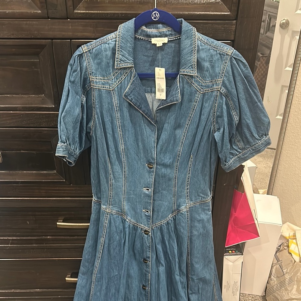 Pilcro Blue Denim Long Sleeve Dress